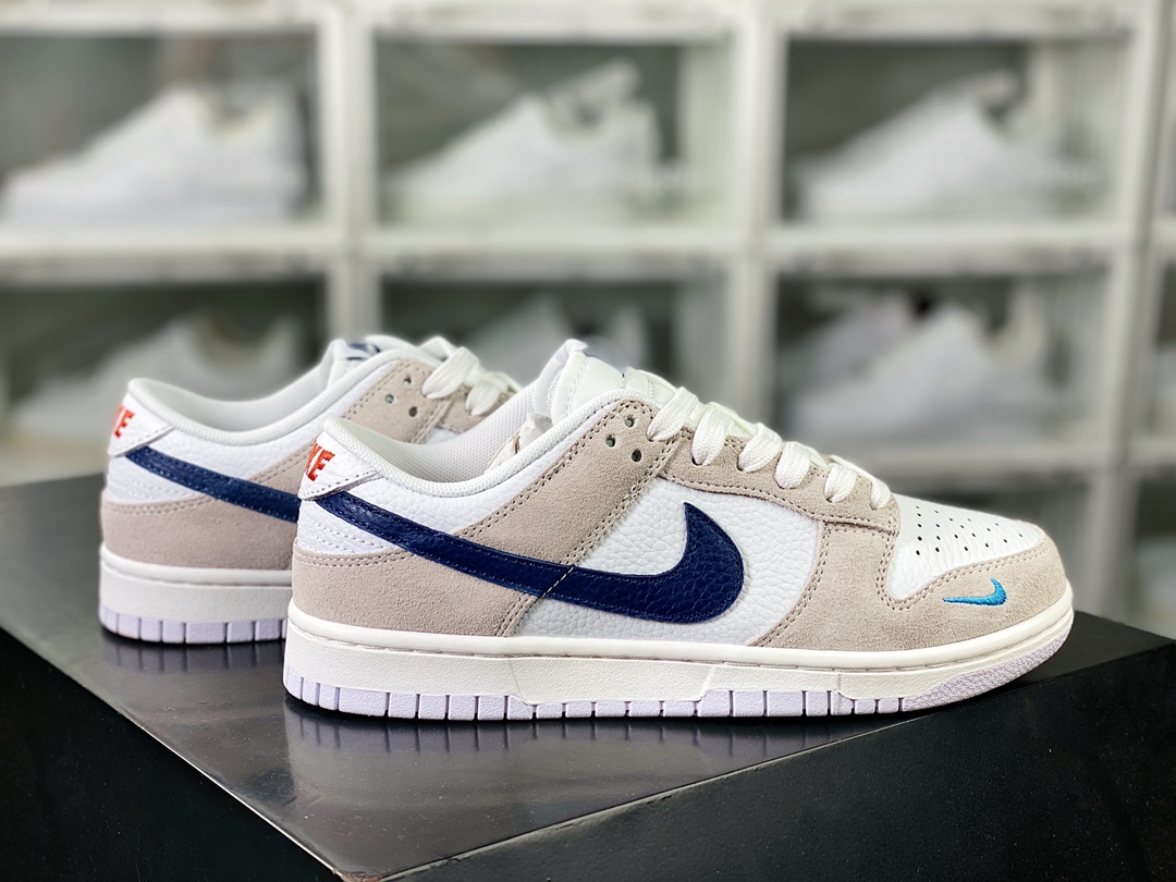 SB Dunk Low GS”Mini Swoosh/White/Grey” Dunk Series Low-top Sneakers ”Leather Light Gray Blue” FJ4227-001