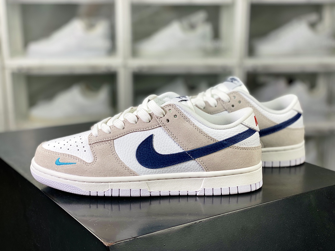 SB Dunk Low GS”Mini Swoosh/White/Grey” Dunk Series Low-top Sneakers ”Leather Light Gray Blue” FJ4227-001