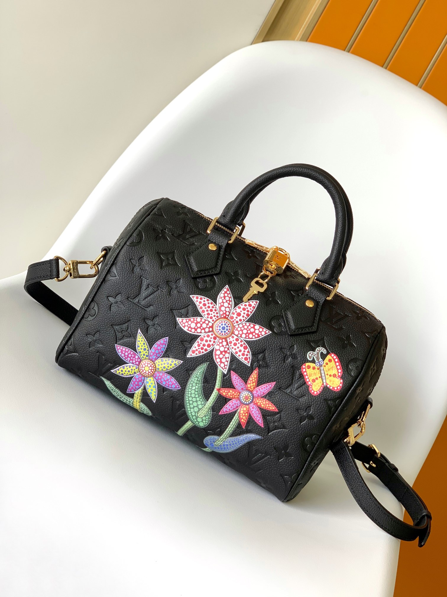 Louis Vuitton LV Speedy Bags Handbags Black Set With Diamonds Empreinte​ Cowhide Fashion M46415