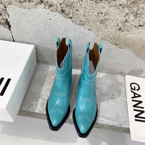 Ganni Western Cowboy Boots, Retro Style, Calfskin Leather, 4cm Heel 1 Ganni Western Cowboy Boots, Retro Style, Calfskin Leather, 4cm Heel