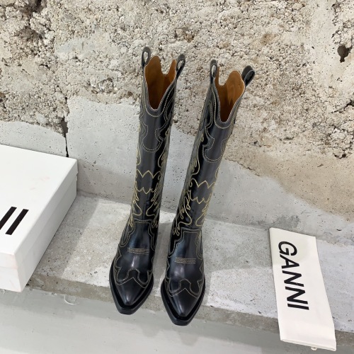 Ganni Western Cowboy Boots: Stylish, Leather, and Durable. Sizes 35-39 Available 1 Ganni Western Cowboy Boots: Stylish, Leather, and Durable. Sizes 35-39 Available