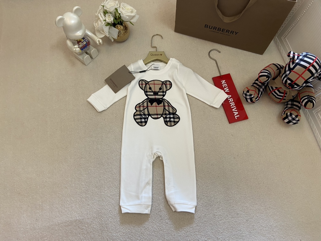 Burberry Odzież Odzież dziecięca Onesies Hafty Dzieci Dziewczyna Unisex Bawełna Długi rękaw