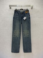 Loewe Clothing Jeans Pants & Trousers Embroidery Denim Fall/Winter Collection Wide Leg