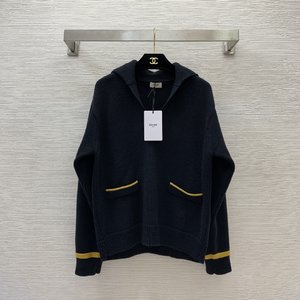 Celine Scarf Shawl Navy Splicing Knitting Wool Fall/Winter Collection Long Sleeve