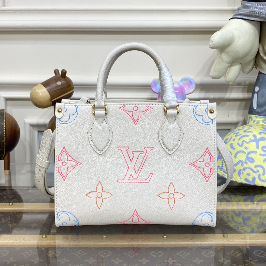 Louis Vuitton LV Onthego Bags Handbags Beige White Embroidery Empreinte​ Fall Collection M46629