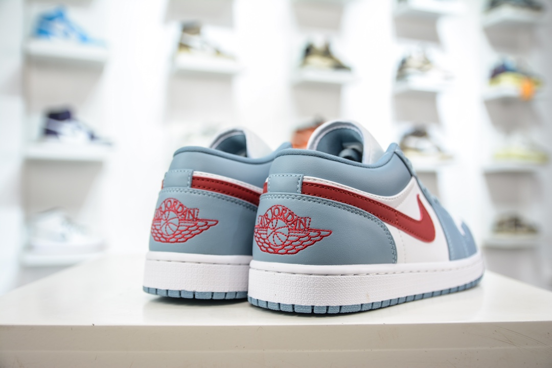 E Air Jordan 1 Low 浅蓝白红勾 AJ1乔1低帮休闲板鞋 DC0774-164