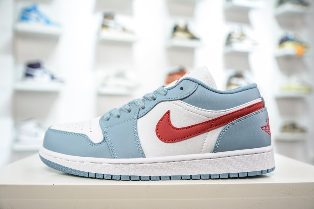 E Air Jordan 1 Low 浅蓝白红勾 AJ1乔1低帮休闲板鞋 DC0774-164