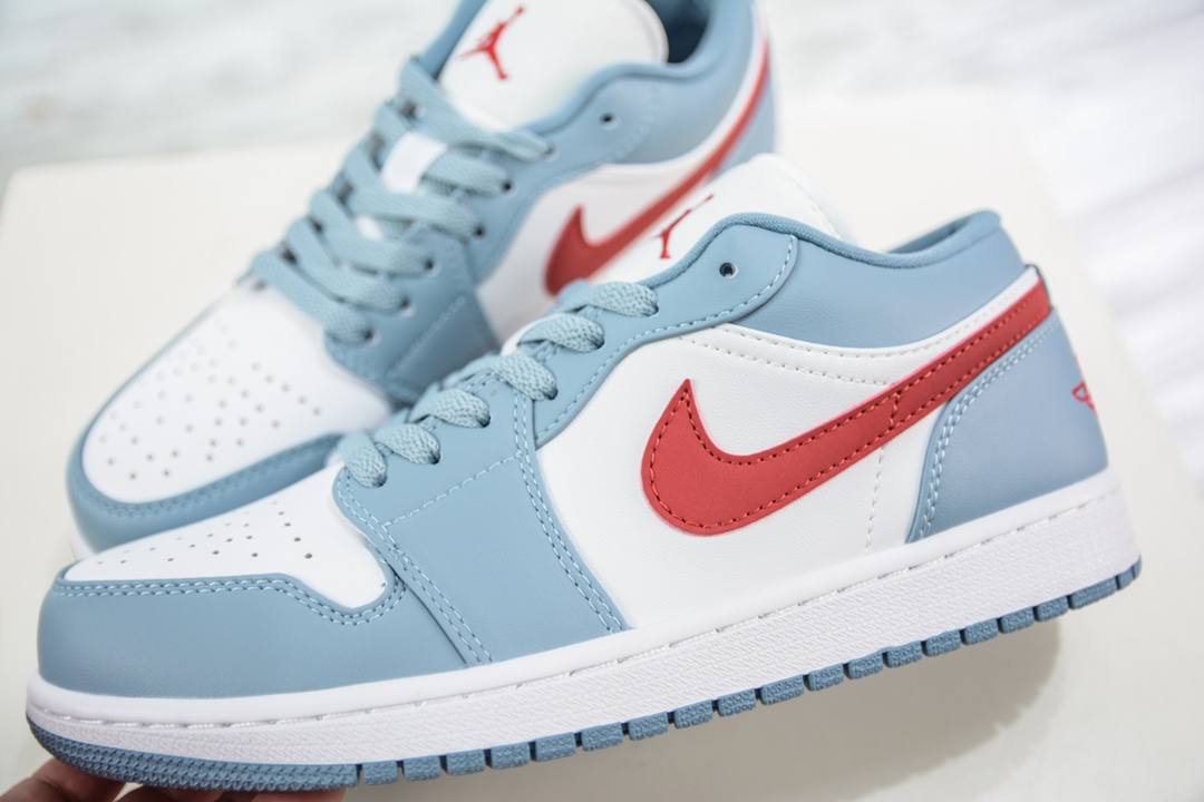 E Air Jordan 1 Low 浅蓝白红勾 AJ1乔1低帮休闲板鞋 DC0774-164