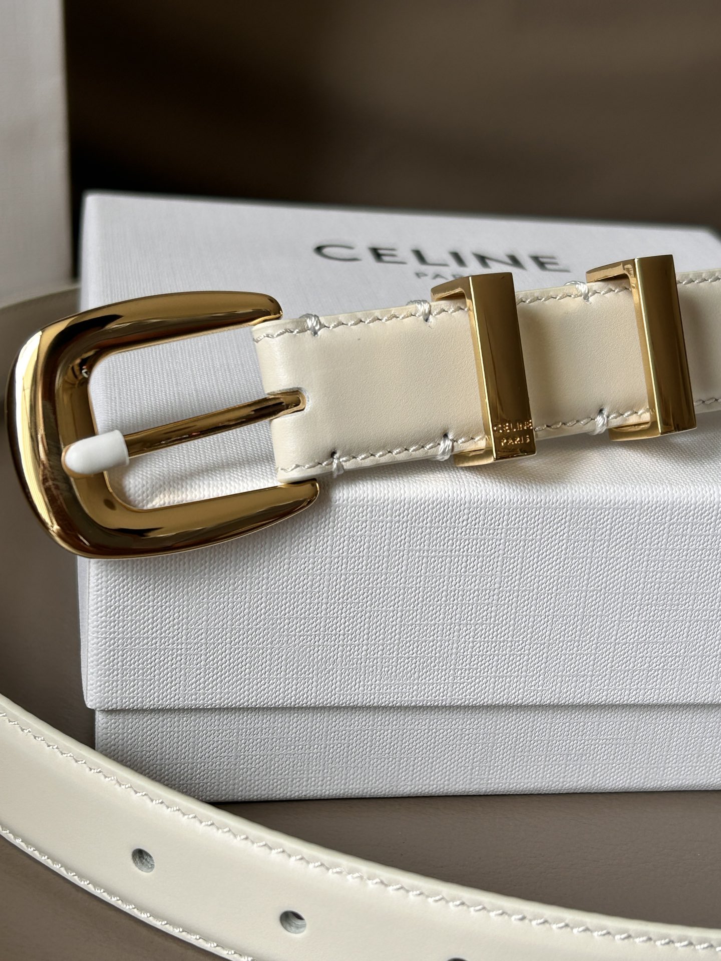 Celine Women’s Double-Sided Calf Skin Belt with Metal Rings and Tip - 图片 2