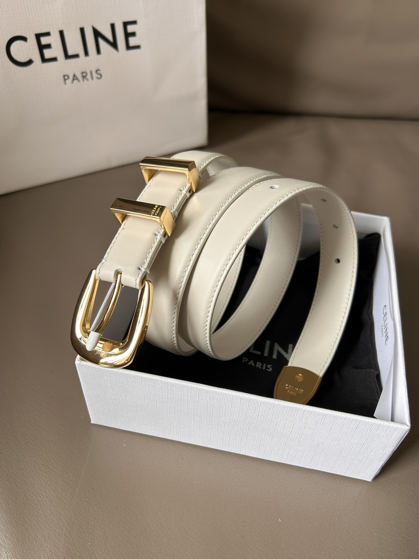 Celine Women’s Double-Sided Calf Skin Belt with Metal Rings and Tip - 图片 7