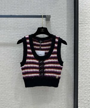 7 Star Collection Chanel Clothing Tank Tops&Camis Black Pink Red White Knitting Casual