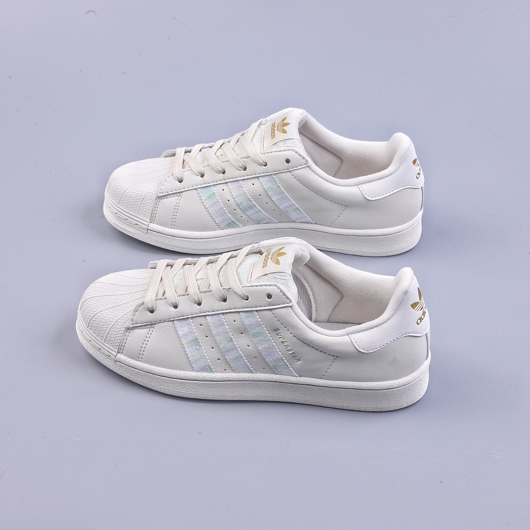 adidas clover SUPERSTAR men's and women's classic shell head sneakers white shoes HQ6668