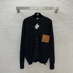 Loewe Replica Clothing Cardigans Knit Sweater Shirts & Blouses Cheap High Quality Black Knitting Wool Fall/Winter Collection Long Sleeve