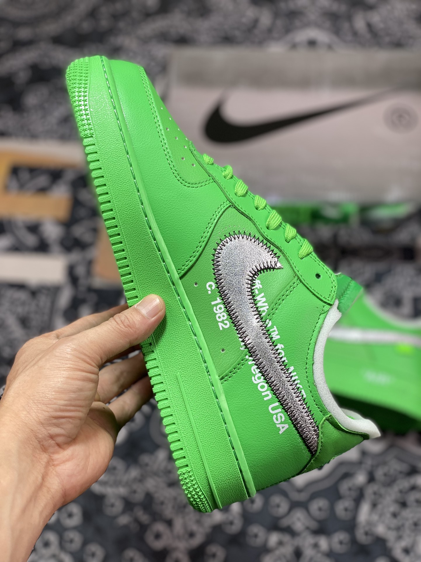 Off-White x Nike Air Force 1‘07 Low”Light Green Spark“空军一号板鞋“OW浅绿银钩”DX1419-300