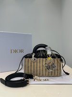 Dior Lady Handbags Crossbody & Shoulder Bags Blue Gold Bronzing Weave Spring/Summer Collection Casual
