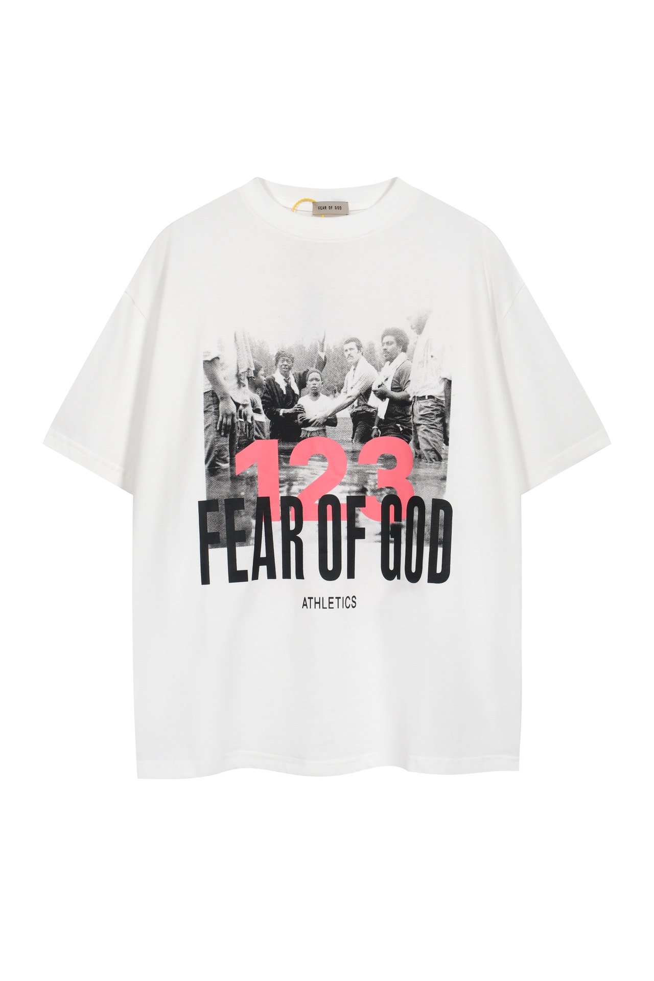 L XL现货【Pjwsy】货号：CHA39qbeqFEAR OF GOD x RRR 123 联名款字母印花短袖T恤白色 M-XL码