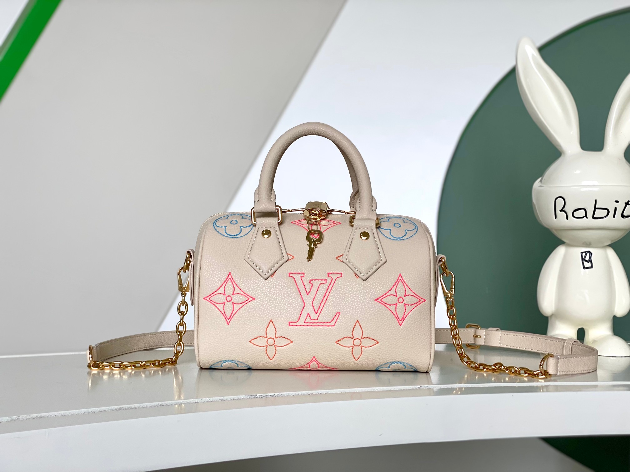Hoge kwaliteit aanpassen
 Louis Vuitton LV Speedy Tassen handtassen Wit Borduurwerk Empreinte​ Fashion Kettingen M46667