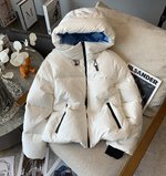 Prada Clothing Down Jacket Black Blue White Nylon Goose Down Fall/Winter Collection Hooded Top