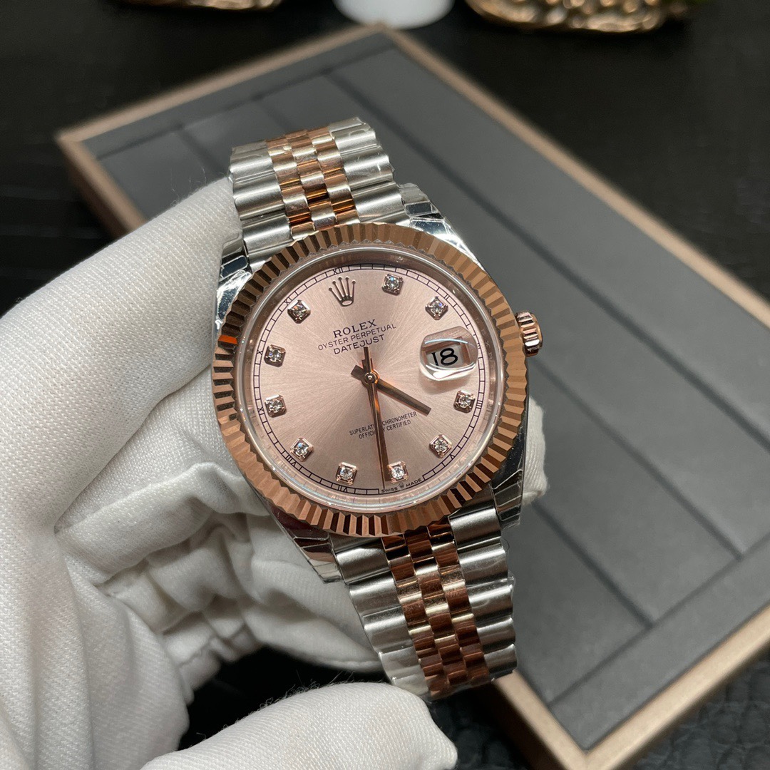 Rolex 日志系列 41mm间玫瑰金香槟面