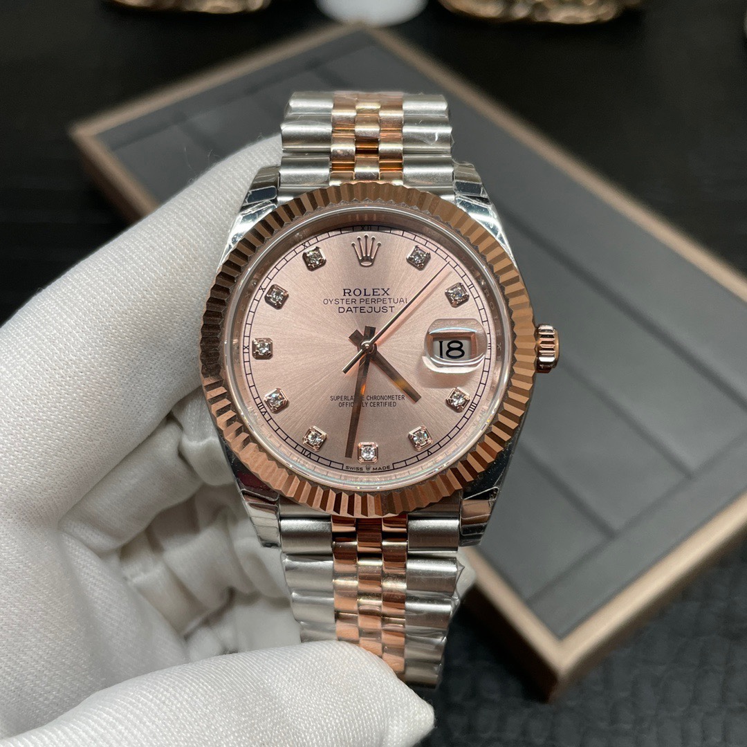 Rolex 日志系列 41mm间玫瑰金香槟面