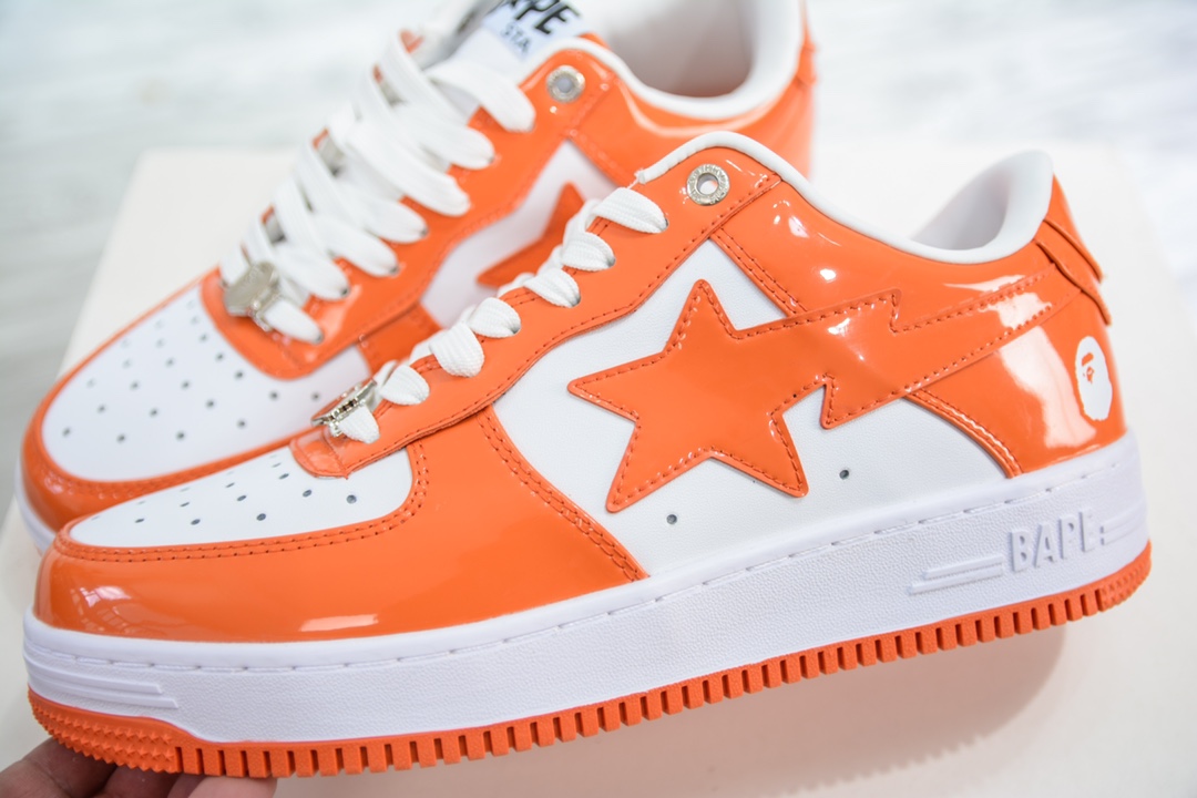 Bape Sta To Low T-version ape head classic patent leather low-top sports casual sneakers