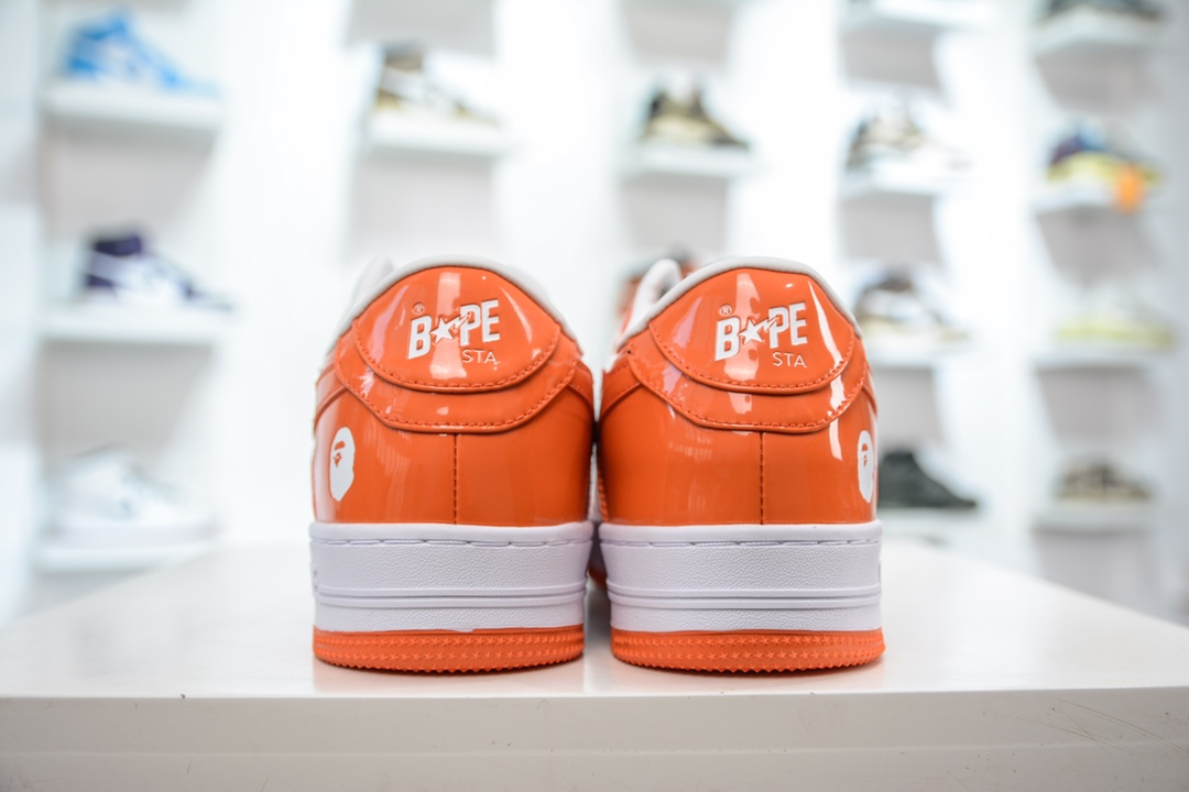 Bape Sta To Low T-version ape head classic patent leather low-top sports casual sneakers