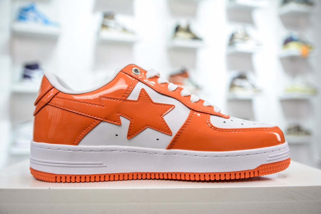 Bape Sta To Low T-version ape head classic patent leather low-top sports casual sneakers