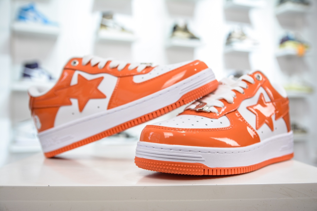 Bape Sta To Low T-version ape head classic patent leather low-top sports casual sneakers