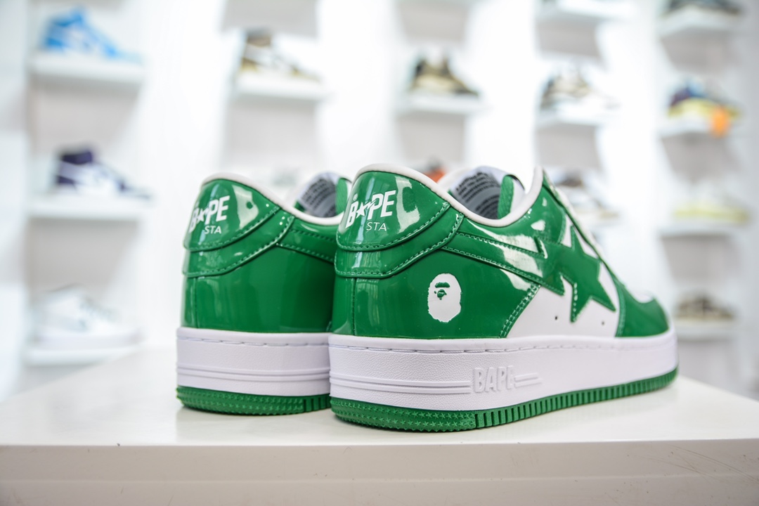 T version of Bape Sta To Low ape head classic patent leather low-top sports casual sneakers