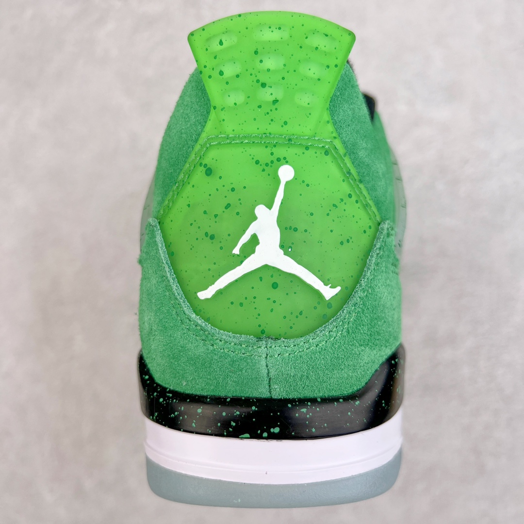 图片[8]-💰130 ＃PB版 福利特价‼Air Jordan AJ4 Retro PE 马克沃尔伯格原谅绿 AJ4-904284 耗时半年巨作 40余配色陆续出货 全套原纸板楦头开发 调试30余版 确保原汁原味完美呈现四代版型 一比一鞋头弧度高度趴度鞋身弧度 此版本只针对中端市场 皮料材质有所更替 其他数据细节工艺流程均保持公司一致 细节品控鞋型随意秒杀市面3XX 4XX 原厂TPU网格鞋带扣 正确内里网布 菱角分明不变形无多余毛边 柔软性质感一致于原鞋 原厂织唛标 原厂飞人电绣工艺 独家绑鞋带手法 印刷中底布 四线拉帮 米色美纹纸贴合固定 进口港宝加持 后跟自然饱满 全鞋荧光划线卡点 追求极致完美 每一双都是工艺品 多重QC质检 超越公司货的品控标准 实实在在的免检产品 尺码：40 40.5 41 42 42.5 43 44 44.5 45 46 47.5 编码：by2936000-运动鞋