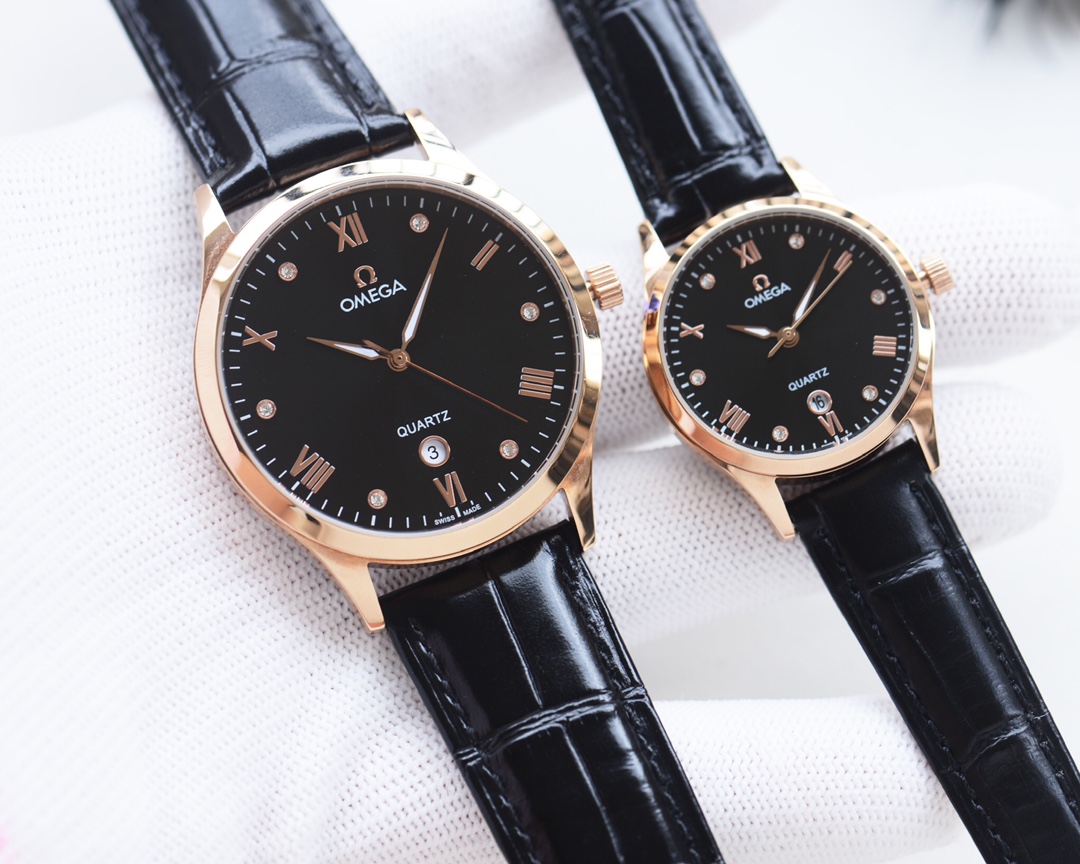 Omega-OMEGA Couple’s Wristwatch: White Shell, Gold Shell, Steel Strap. - 图片 2