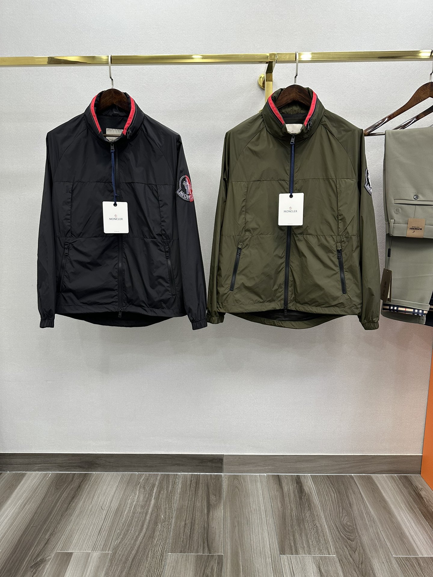 1:1
 Clothing Coats & Jackets Windbreaker ArmyGreen Black Green Splicing Men Polyester Spandex Fashion Hooded Top