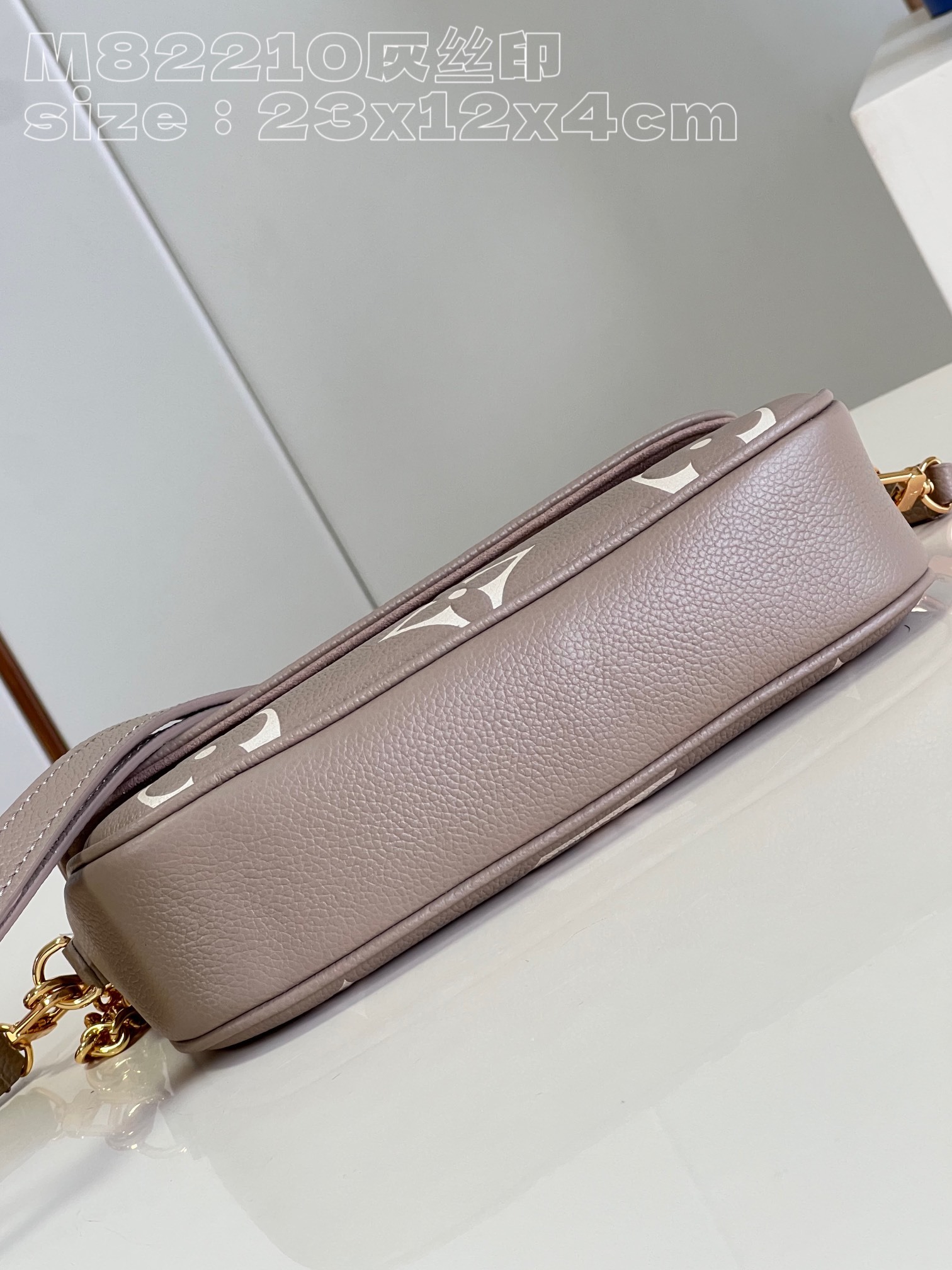 顶级原单M82210灰丝印WalletonChainIvy手袋于MonogramEmpreinte粒面皮