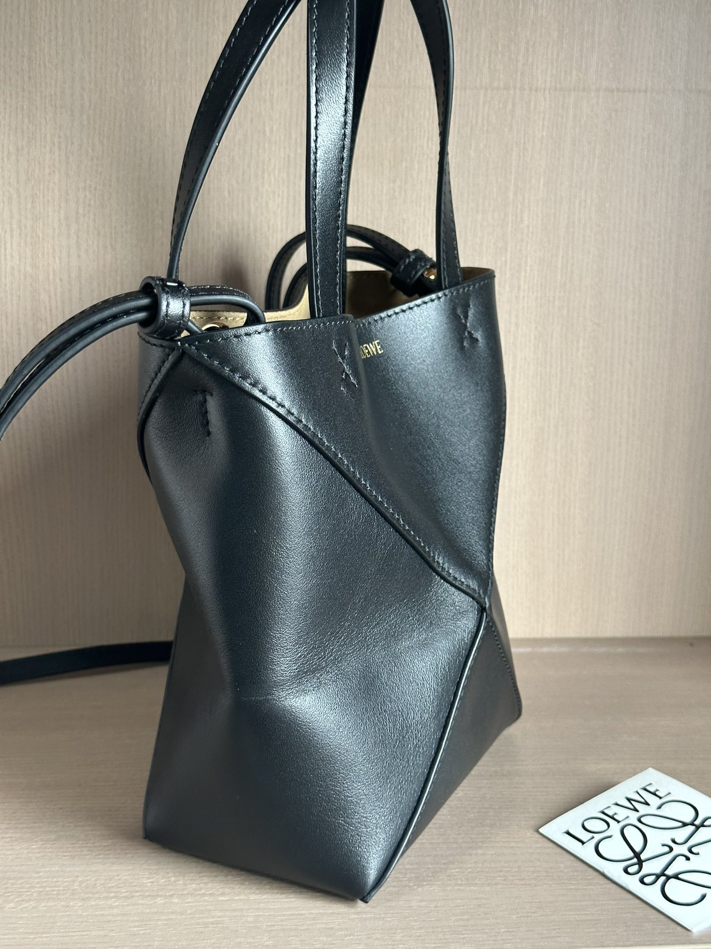Loewe Puzzle Fold Mini Tote Bag Black Leather Geometric Design 2 i1690961472 1337 1