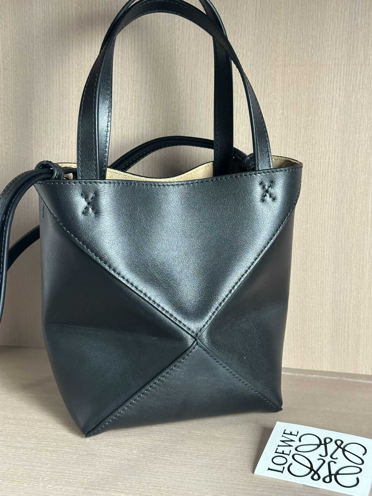Loewe Puzzle Fold Mini Tote Bag Black Leather Geometric Design 3 i1690961472 1853 2
