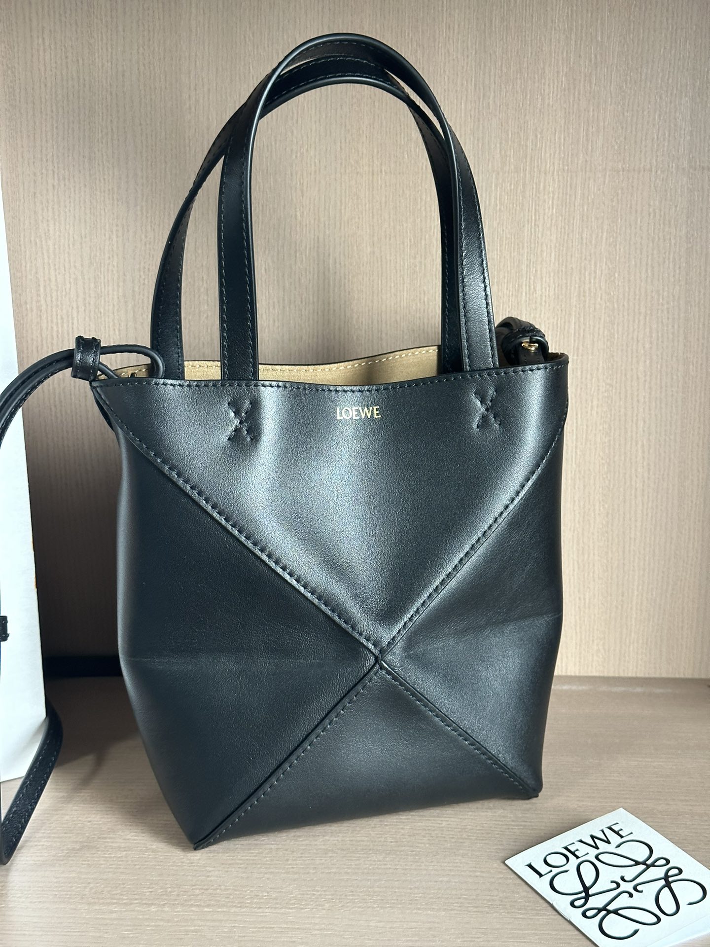 Loewe Puzzle Fold Mini Tote Bag Black Leather Geometric Design 1 i1690961472 5562 0