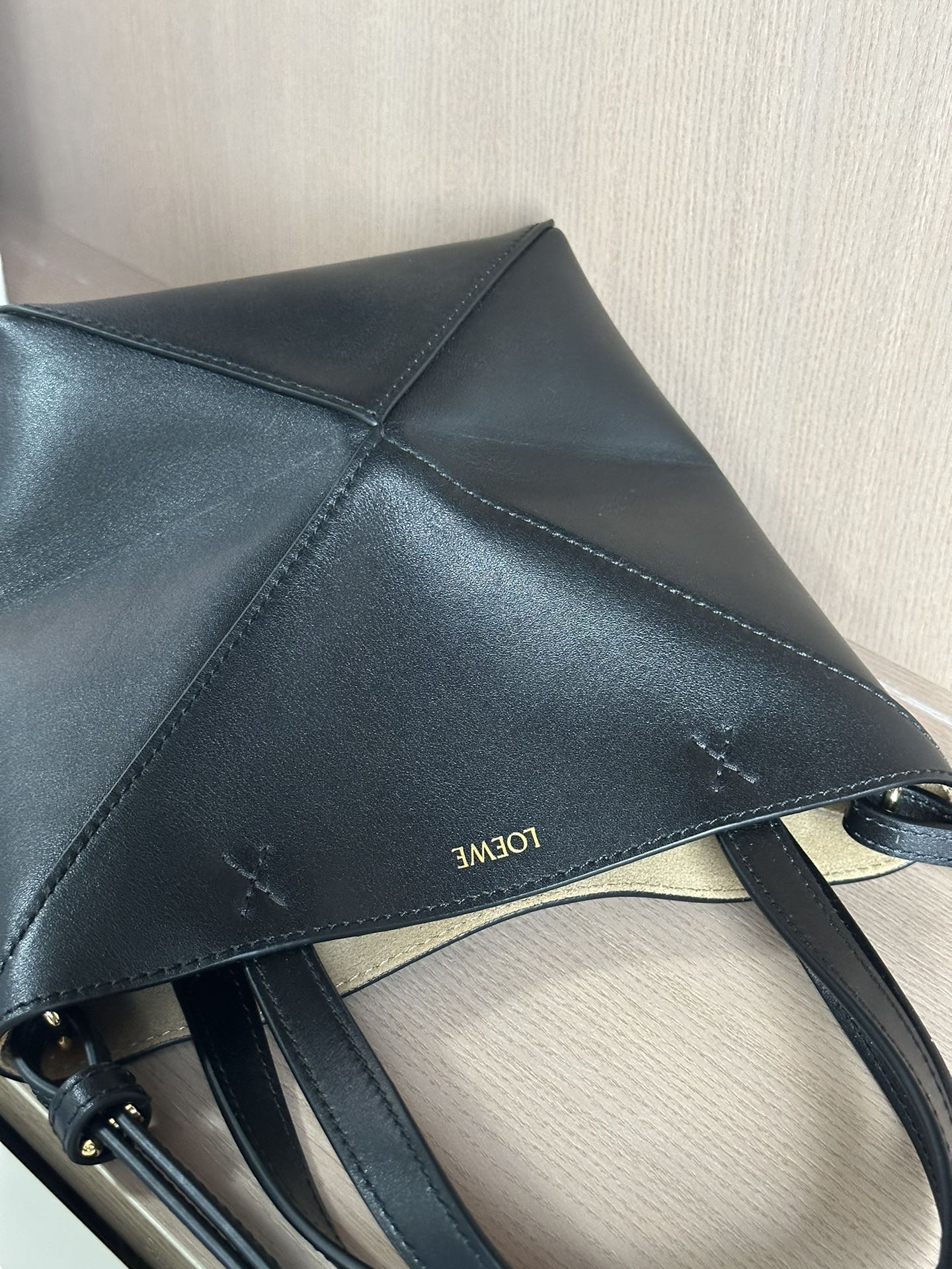 Loewe Puzzle Fold Mini Tote Bag Black Leather Geometric Design 4 i1690961472 719 3
