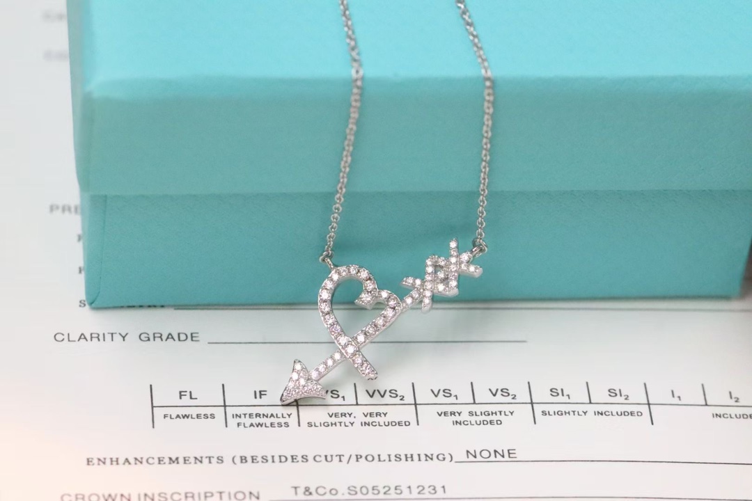 Tiffany & Co. Tiffany&Co. 满钻爱心箭头 项链 925银