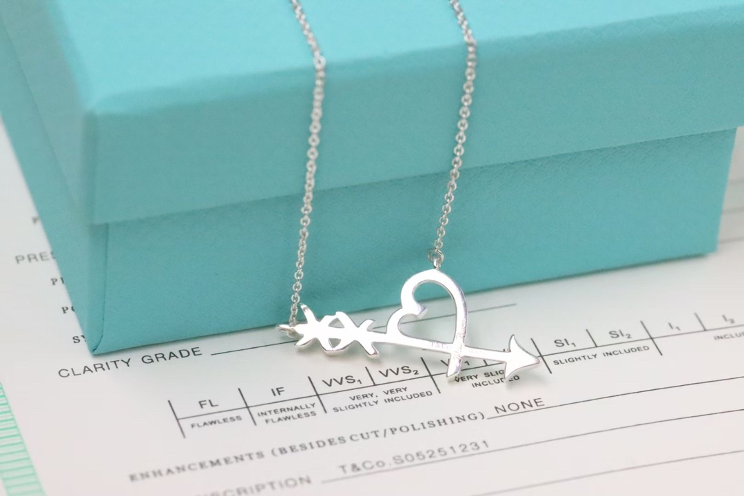 Tiffany & Co. Tiffany&Co. 爱心箭头 锁骨项链 925银