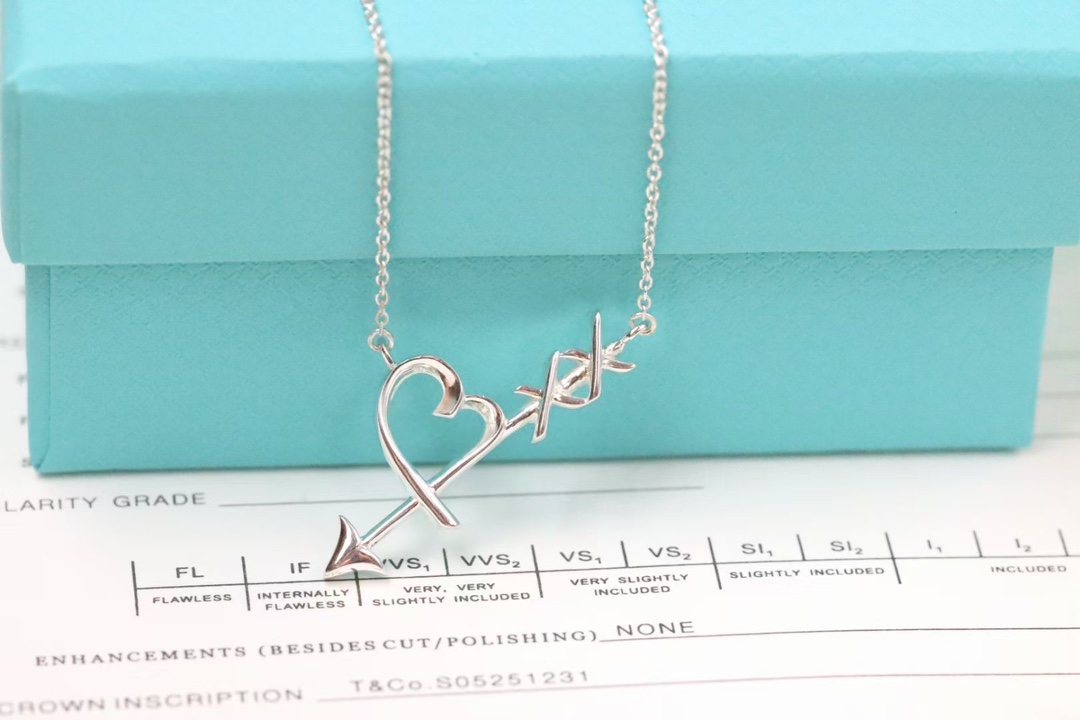 Tiffany & Co. Tiffany&Co. 爱心箭头 锁骨项链 925银
