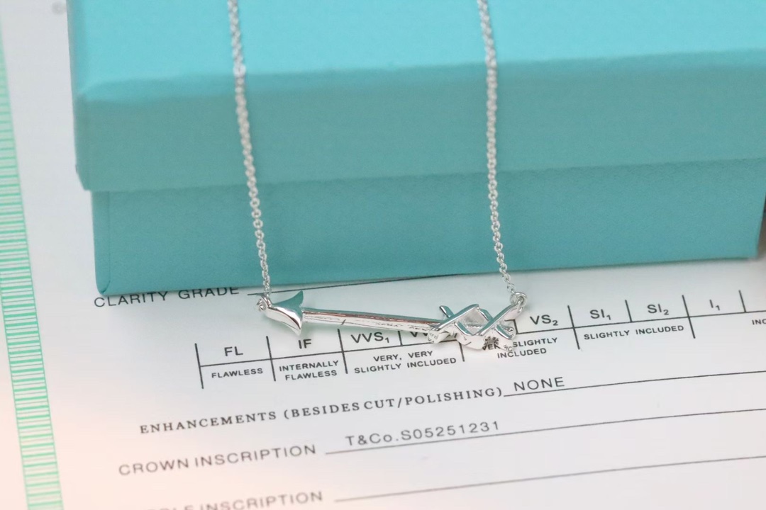 Tiffany & Co. Tiffany&Co. 爱‮之神‬箭 锁骨项链 925银