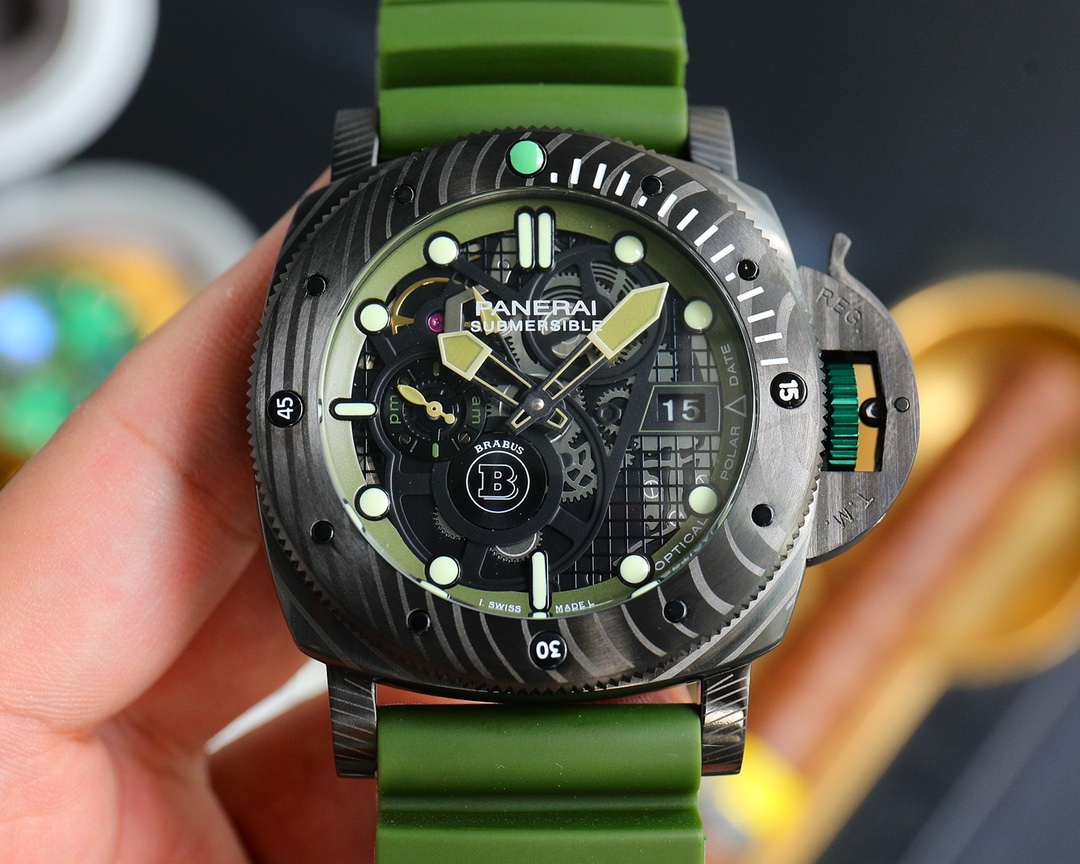 V7 Panerai's new SUBMERSIBLE BMG-TECH™ ─ 47mm Submersible Series Explosive Hollow Watch🔥Equipped with the original imported 2555 fully automatic mechanical mov