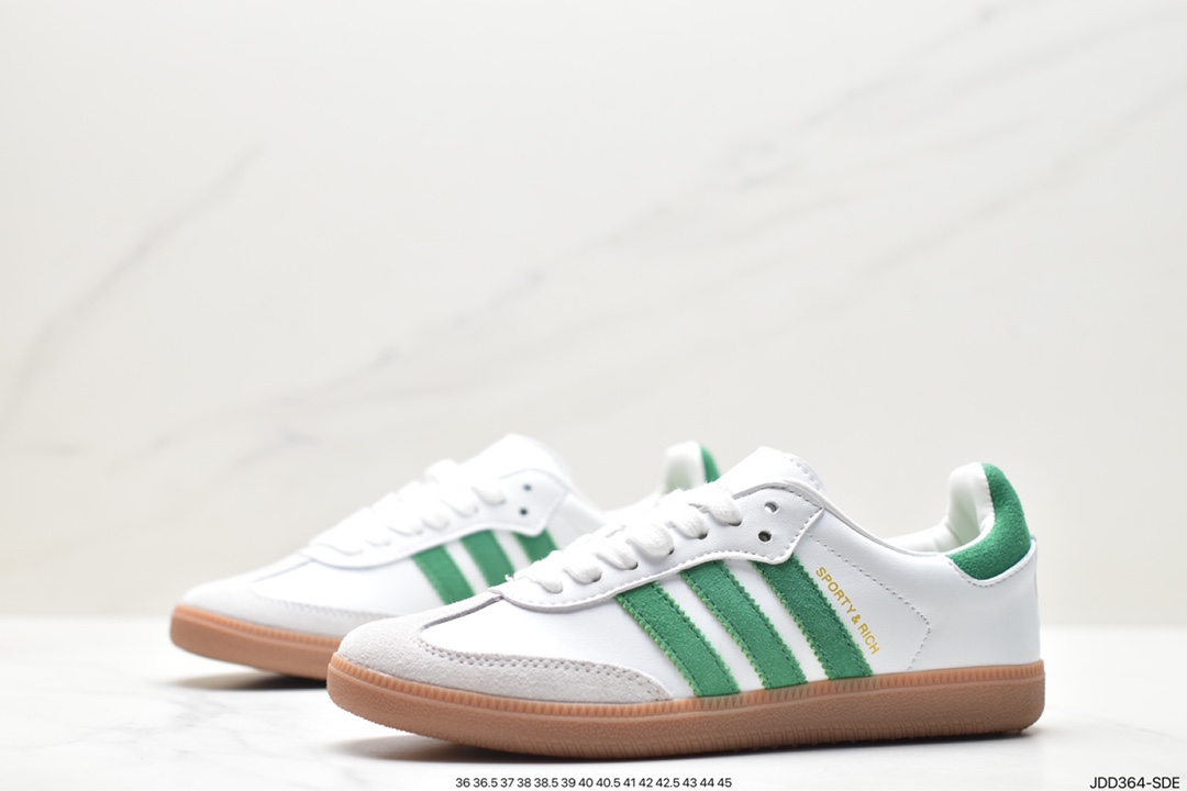 Adidas Originals Samba Vegan OG Samba series sneakers ”leather black and white light gray caramel bottom environmental protection logo” HQ7036