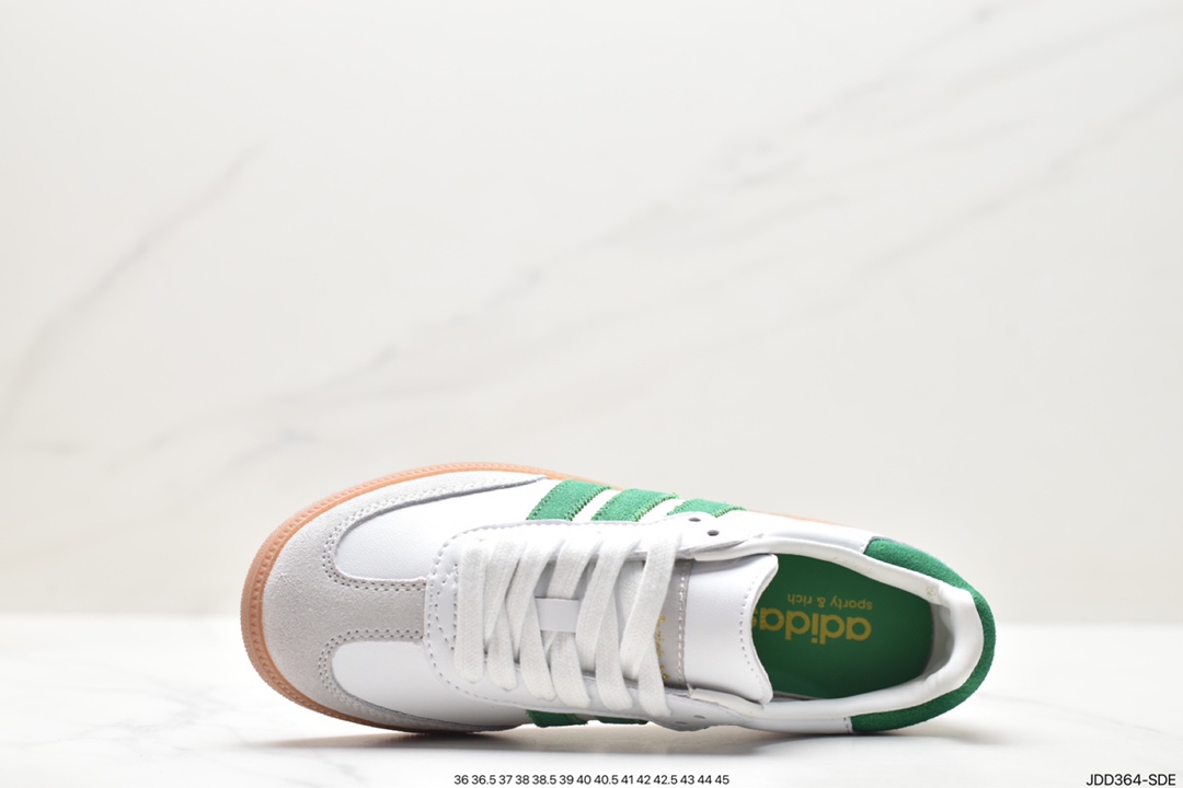 Adidas Originals Samba Vegan OG Samba series sneakers ”leather black and white light gray caramel bottom environmental protection logo” HQ7036