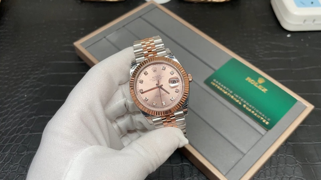 Rolex 日志系列 41mm间玫瑰金香槟面