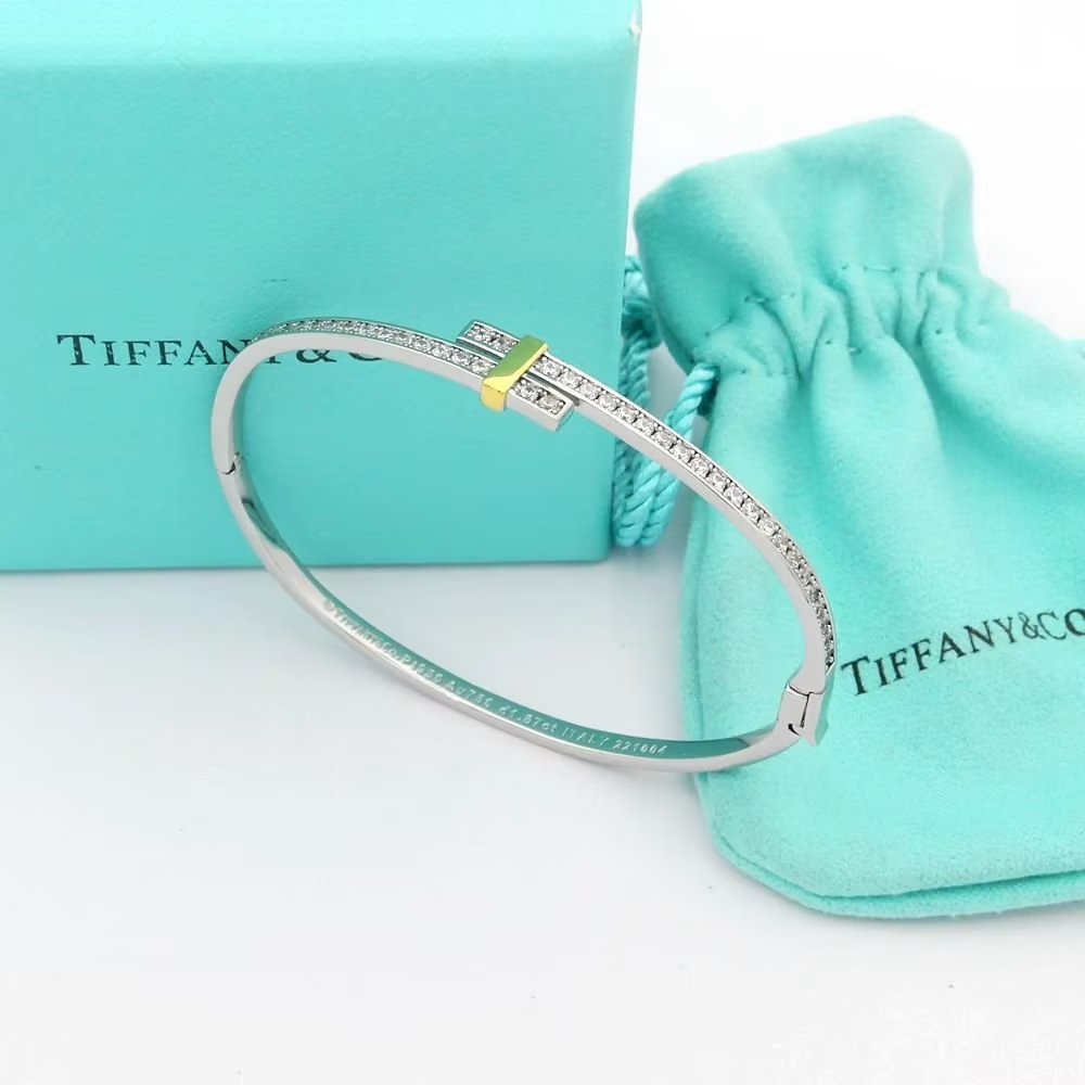 Tiffany & Co. Tiffany蒂芙尼手镯双色排钻手镯 简约 百搭 亚金材质电镀厚金 不过时款 潮流单品 分色电镀