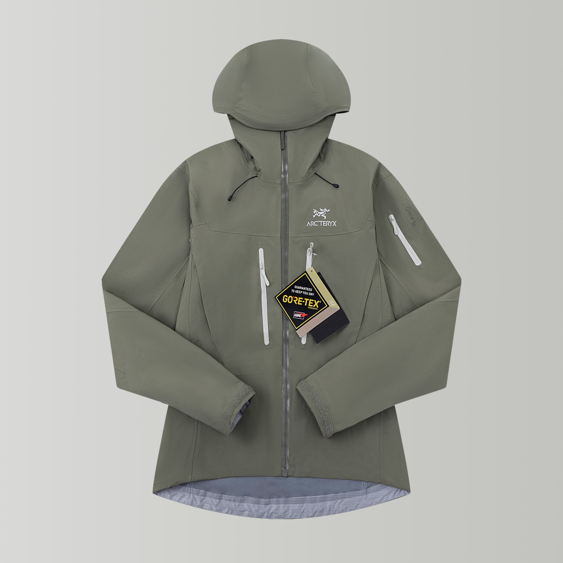 La versión más alta de la chaqueta de nivel mago Arcteryx Alpha SV GTX original desarrollada, color blanco ce…
