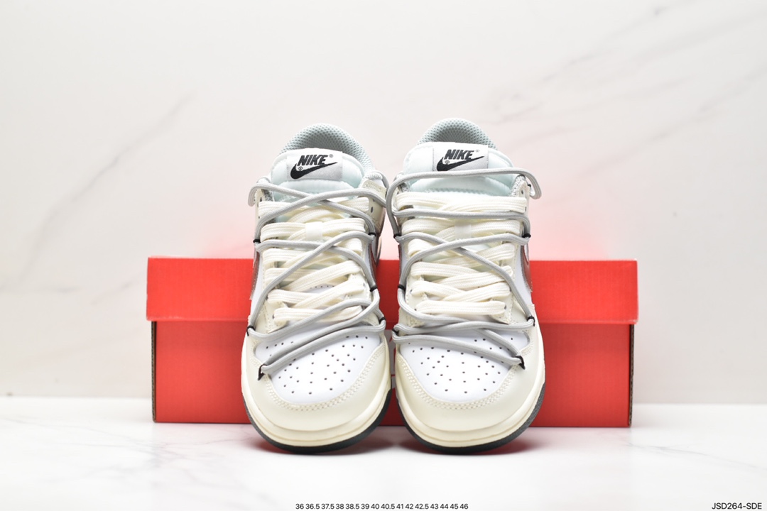 NK SB Dunk Low”Green/Beige“绑绳解构风系列低帮休闲运动滑板板鞋 DD1503-117