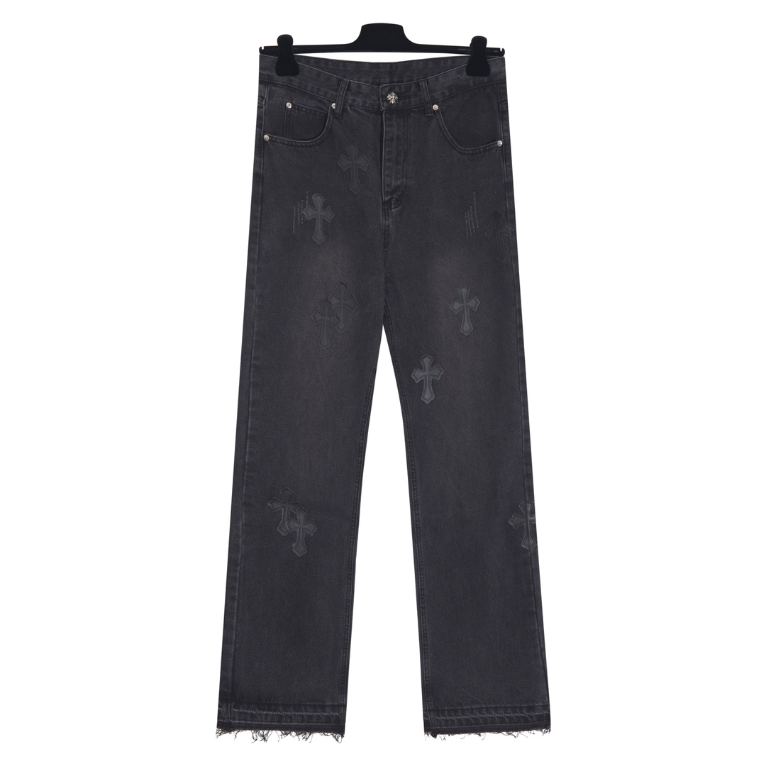 Chrome Hearts Clothing Jeans Black Calfskin Cowhide