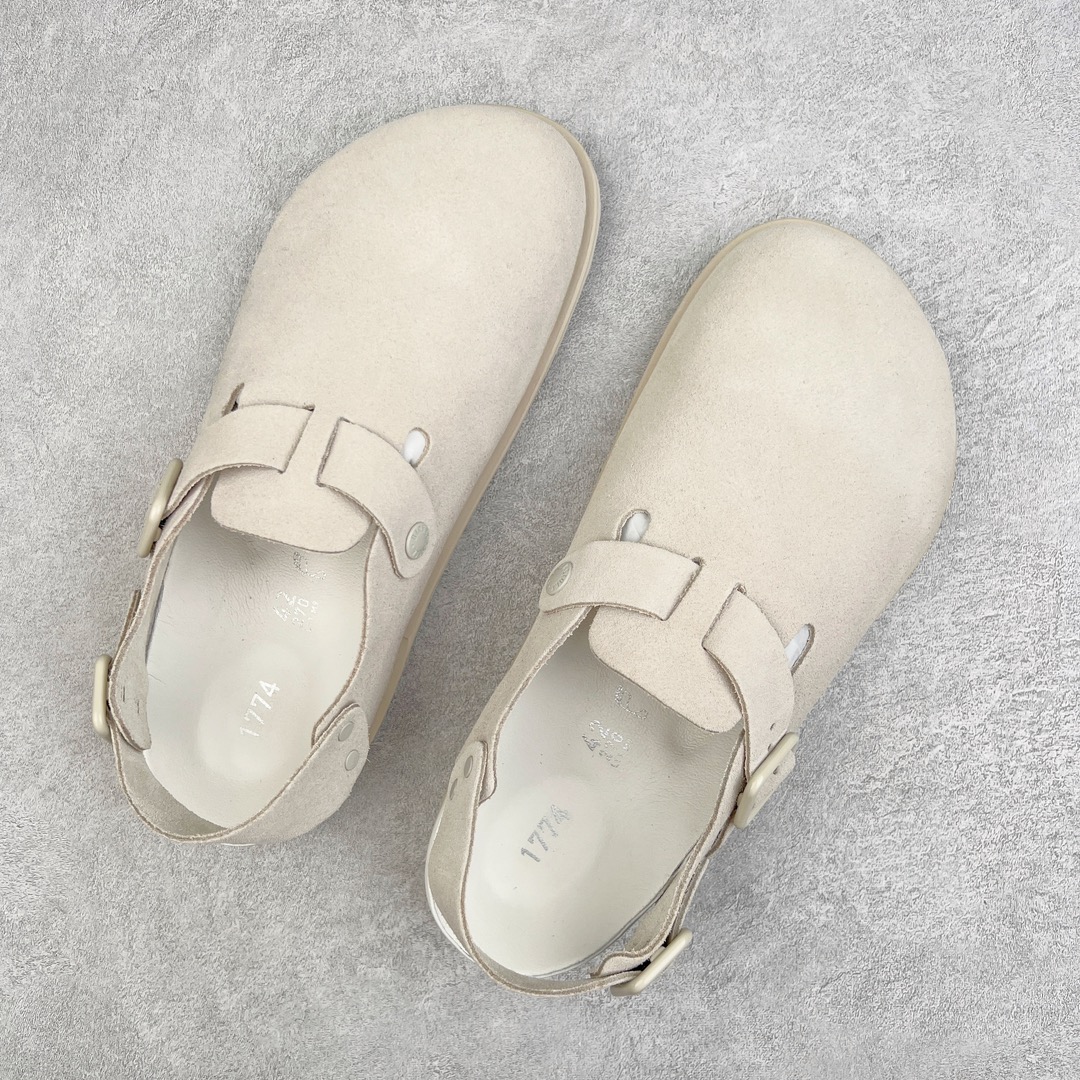 图片[3]-零售💰210 ＃DG纯原福利‼Birkenstock Tokio IK VL 勃肯皮革绒面时尚凉鞋 牛皮绒面革质地柔软 搭配可调节鞋扣提升穿着舒适度 人体工学设计分散脚部压力 保护脚踝 软木乳胶鞋床具有一定的收缩性 长时间穿着后能贴合脚型 EVA鞋底回弹性和抗张性力高 具有良好的防震、缓冲性 四季皆宜 柔软的鞋床采用额外的泡沫缓冲层 提供额外的舒适感和全天支撑 全网独家首发 源于德国的严谨工艺 牛巴戎面 中层松木 EVA 三层组合大底 优质牛皮面料五金扣 出口订单 尺码：35-46 编码：by2936010-运动鞋